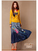 Clearance - applique embroidery denim skirt