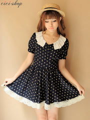 vintage collared polka dot dress