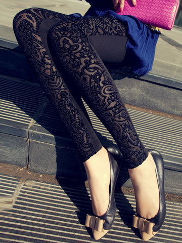 vintage pattern velvet cotton legging