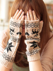 winter snowflake reindeer  mittens