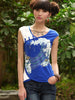 Clearance - ocean waves Mandarin style top