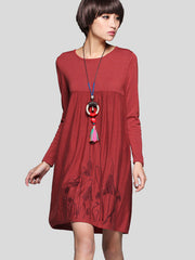 loose sweater embroidered dress