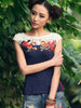 Yunnan embroidery contrast color top