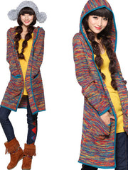 mixed autumn colors hoodie sweater cardigan