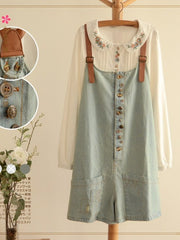 retro buttons denim overall