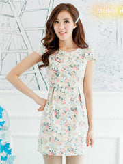 retro rose slim dress