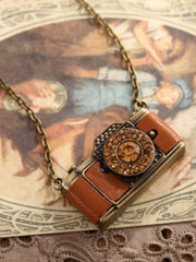 leather camera pedant necklace