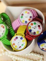 Korean color button watch