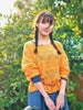 rear buttoned batsleeve loose sweater