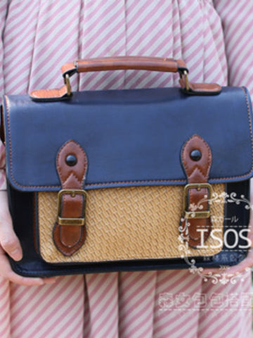 woven block vintage satchel
