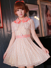 Korean style collared cherry dress