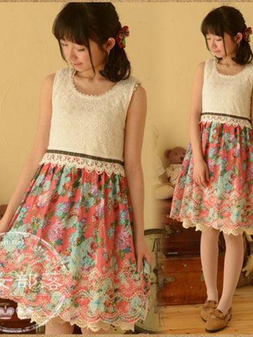 lace floral stitching dress