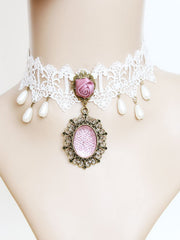 moon fairy white lace necklace collar