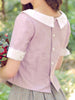 lavender back button top with collar