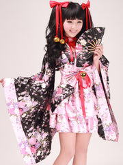 Kimono sakura cosplay set with jingle bells