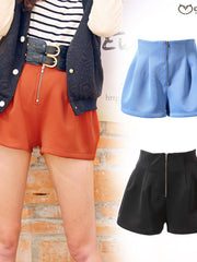 slim high waist zipper shorts