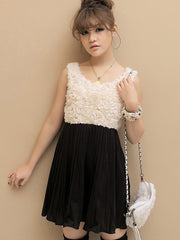 sleeveless rosette chiffon dress