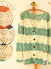 v-neck pierced striped knit cardigan