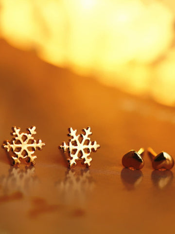 winter snowflake love four set of earring studs