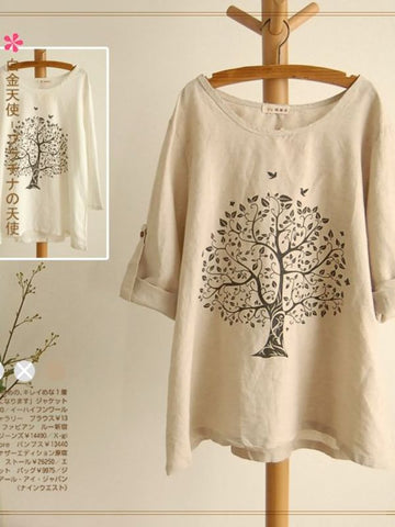 the life of tree print linen shirts
