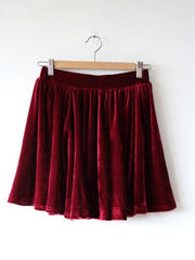 Spring collection - velvet solid color pleated skirt