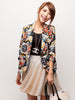 single button floral print chiffon jacket