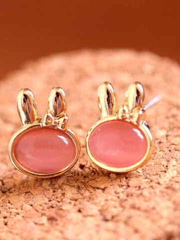 pink bunny earrings