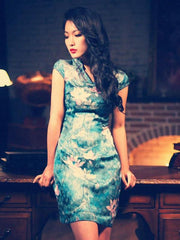 shimmer lotus retro Chi-Pao dress