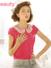 sequined cutout collar chiffon shirt