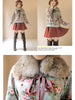 English rose knit pullover with fur collar