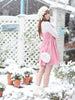wood house pink with white lace princess dress