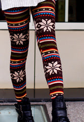 warm tone snowflake holiday leggings