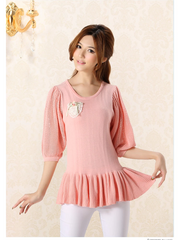 bubble sleeves flounce sweater