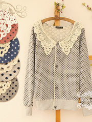 sweet little dots pierced collar cardigan
