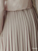 lavender pleated chiffon bow dress
