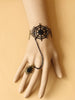 spider web black lace Gothic bracelet with ring