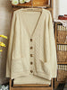square pocket loose knit cardigan