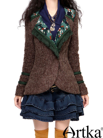 stylish patchwork wool jacket