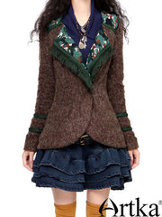 stylish patchwork wool jacket