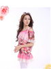 rosy bare shoulder chiffon blouse
