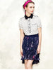 starry sky pattern asymmetric pleated skirt