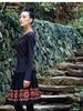 sloping embroidered shoulder top