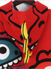 cartoon dino fleece hooded pullover