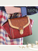 stitched smiley wide satchel