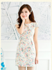 retro rose slim dress