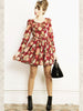 sweet floral printed high waist dress