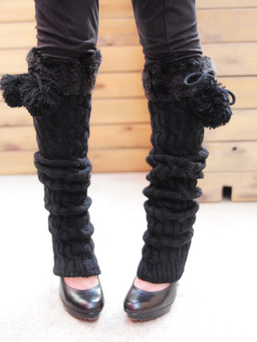 Korean twist winter fur trim ankle warmer