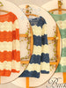 v-neck pierced striped knit cardigan