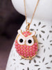 pink owl necklace