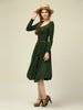 wool retro round neck belt long dress